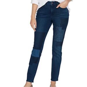 MARTHA STEWART Knee Patch Skinny Cropped Jean-10